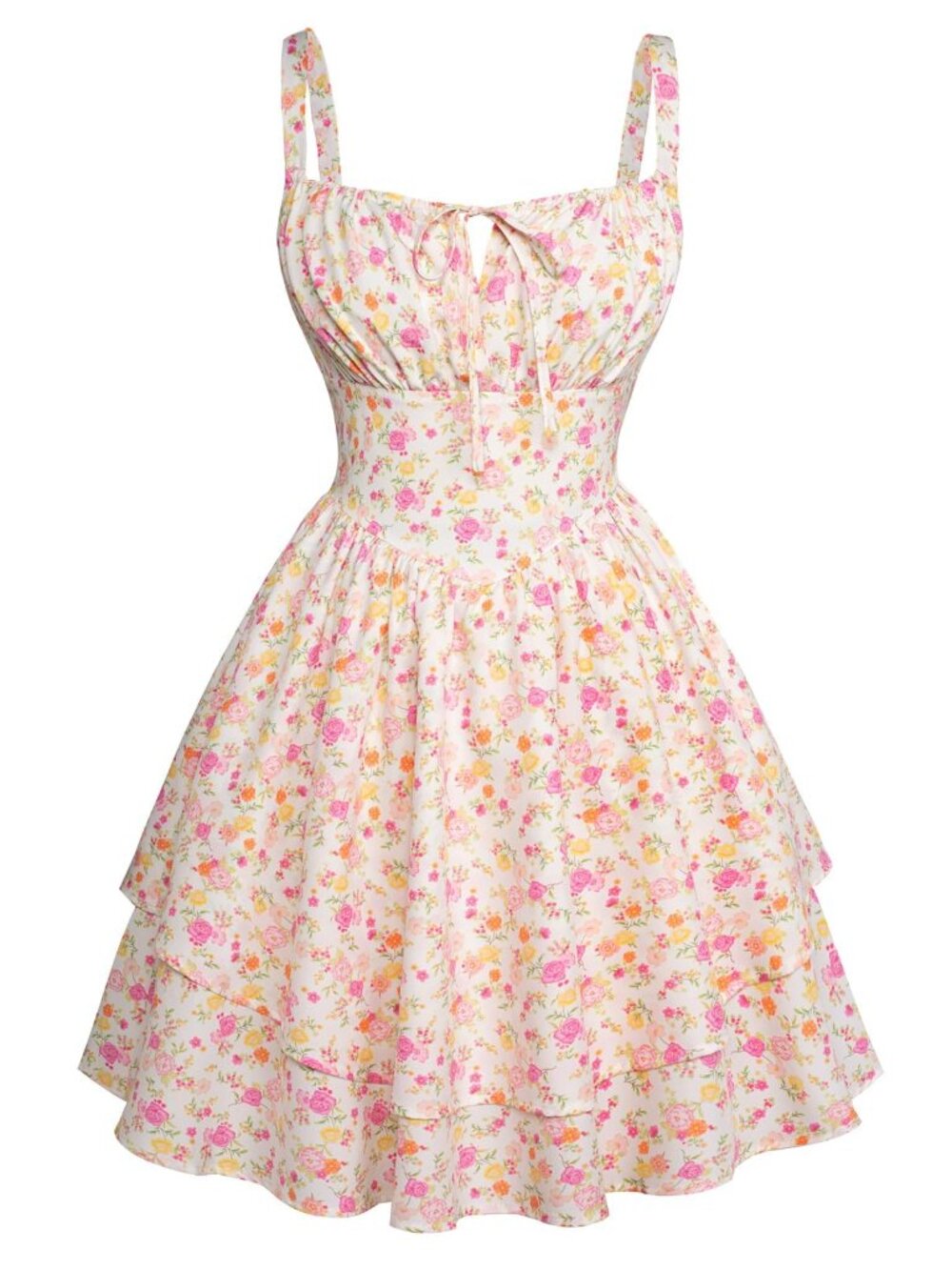 Scarlet Darkness Floral Mini Corset Dress - Women's Sundress with Pockets S